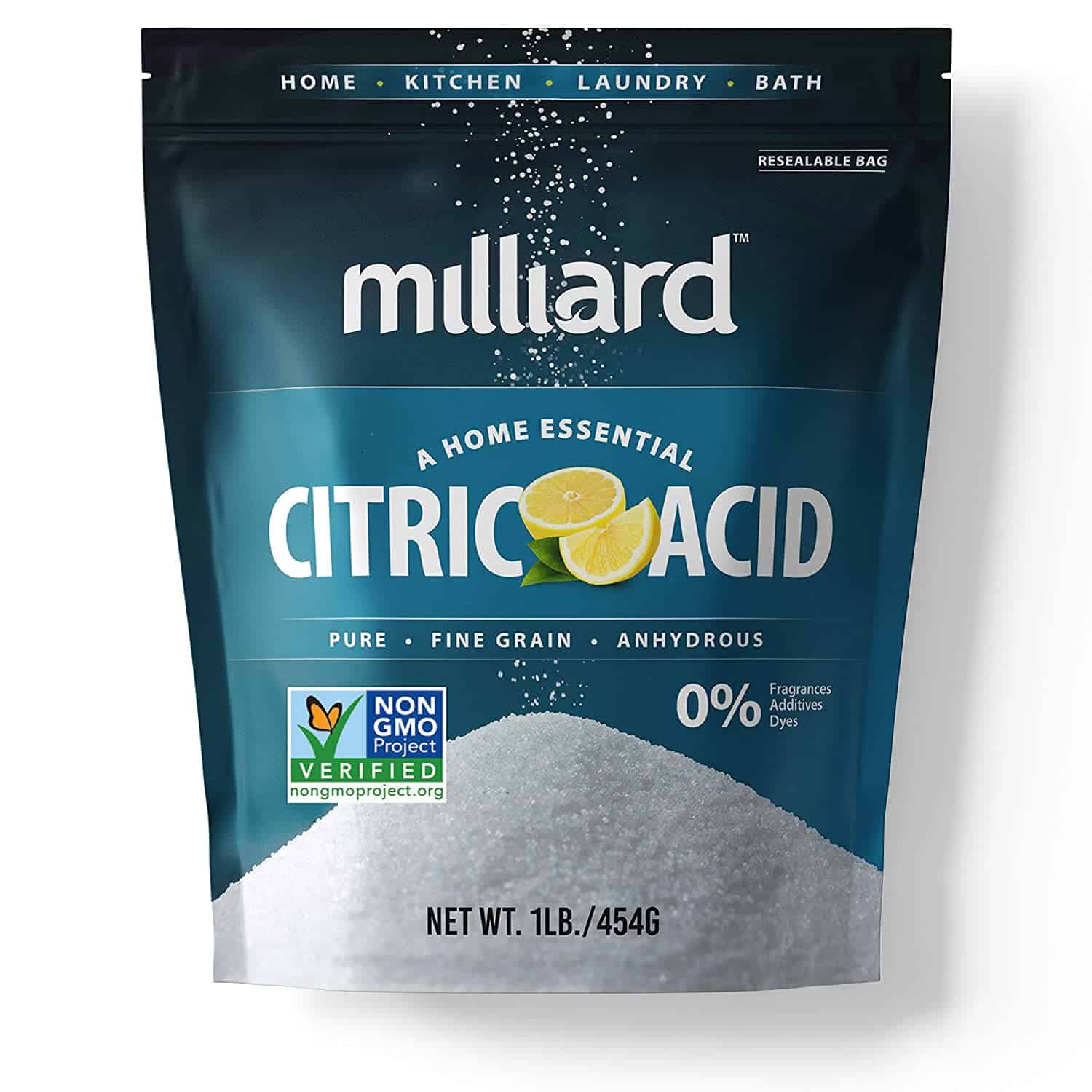 Milliard Citric Acid 1 Pound - 100% Pure Food Grade NON-GMO Project VERIFIED (1 Pound)