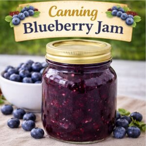 Learn how to make rich, flavorful blueberry jam and preserve it with this easy canning recipe. Perfect for toast, biscuits, desserts, and gift giving. A delicious way to use fresh summer blueberries.