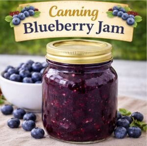 Learn how to make rich, flavorful blueberry jam and preserve it with this easy canning recipe. Perfect for toast, biscuits, desserts, and gift giving. A delicious way to use fresh summer blueberries.