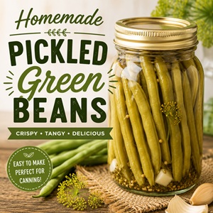 Turn fresh garden green beans into crisp, tangy pickles with this easy homemade recipe. Whether you're stocking your pantry or learning the basics of canning, this recipe is perfect for embracing simple living and from scratch living one jar at a time.