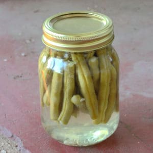 Easy pickled green beans recipe (dilly beans) for canning.