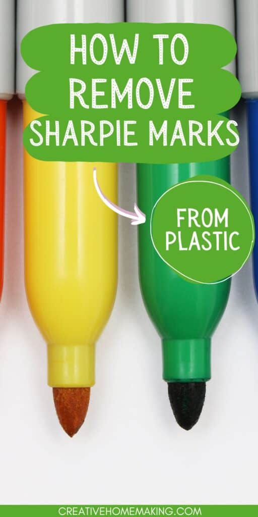 Tips for removing sharpie marks from plastic. How to remove permanent marker stains. One of my favorite cleaning hacks!