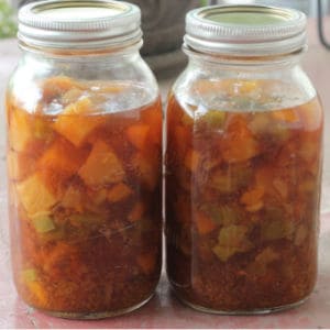 Easy recipe for canning sweet and sour chicken. One of my favorite pressure canning recipes for quick meals.