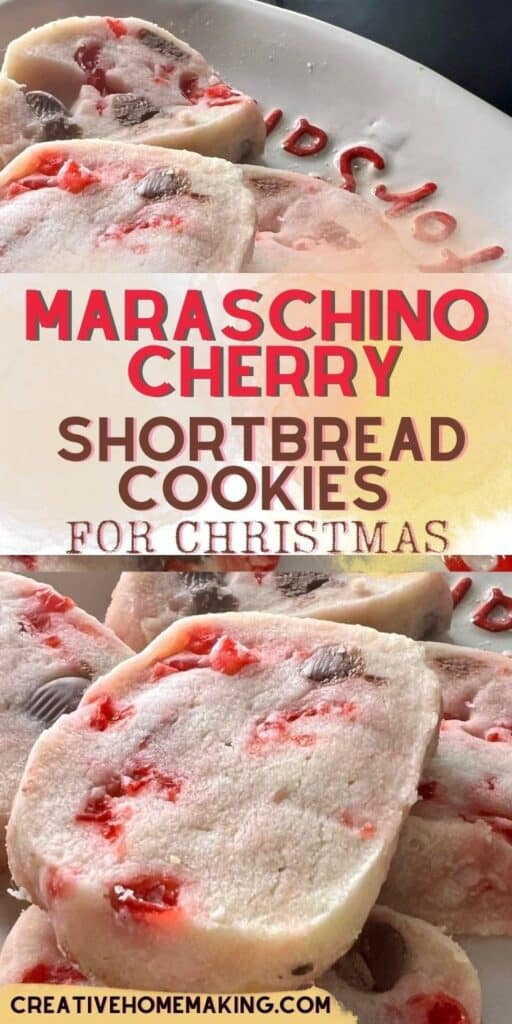 Easy recipe for cherry shortbread cookies. One of my favorite Christmas cookie recipes!