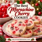 These maraschino cherry cookies are a festive treat for your Christmas baking list! Buttery slice-and-bake cookies are filled with sweet red cherries and chocolate chips for a delicious combination of flavors. Their pretty red and white colors make them perfect for Christmas cookie trays, holiday parties, and Christmas cookie exchanges. Save this easy recipe for your holiday baking!