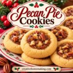 Love pecan pie? These pecan pie cookies have a buttery, tender cookie base filled with sweet, gooey pecan pie filling. They're a delicious twist on classic pecan pie and a wonderful addition to your Christmas baking list. Make them for holiday parties, Christmas cookie exchanges, cookie trays, or homemade gifts. Save this easy pecan pie cookie recipe for the holidays!