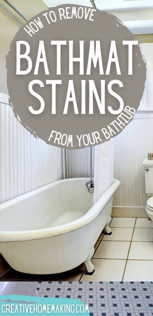 Helpful household hints (that really work!) to remove bathmat stains from bathtub. Some of my favorite bathtub cleaning hacks.