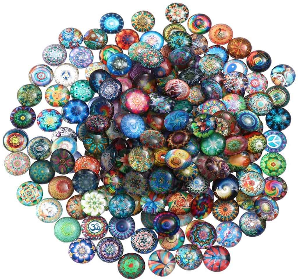 200pcs Cabochons Round Mosaic Tiles for Crafts Glass Mosaic