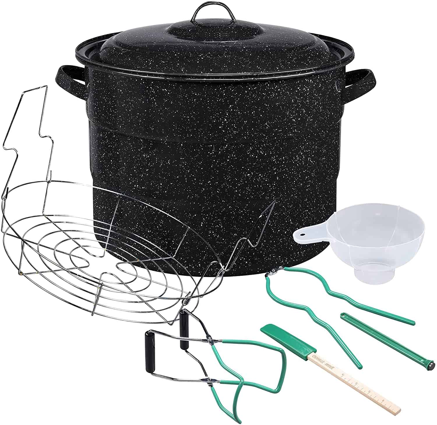 Granite Ware 8-Piece Canner Kit, Includes Enamel on Steel 21.5-Quart Water Bath Canner with lid, Jar Rack & 5-Piece Canning Tool Set