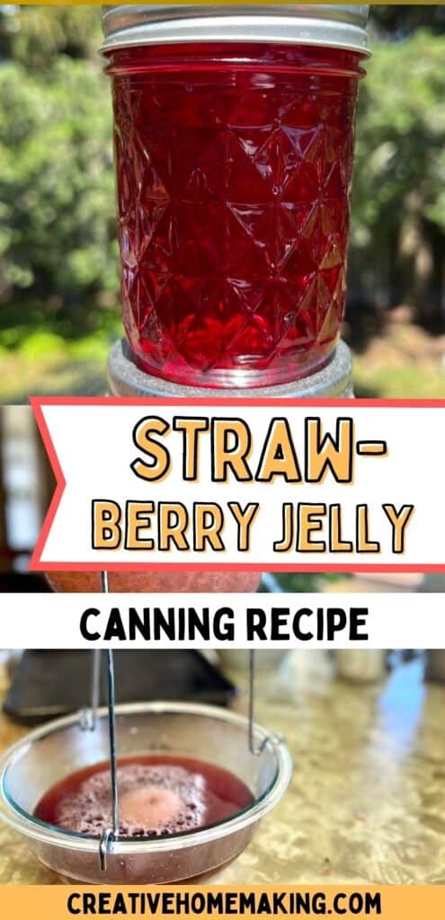 Easy recipe for canning strawberry jelly from fresh strawberries.