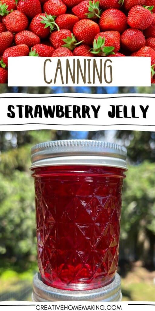 Delicious homemade strawberry jelly recipe for canning. Enjoy the sweet and tangy flavors of fresh strawberries all year round with this easy canning recipe. Perfect for spreading on toast, scones, or using as a topping for desserts. Preserve the taste of summer with this delightful strawberry jelly!