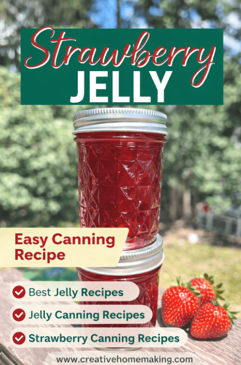 This easy strawberry jelly recipe is one of the best jelly recipes for beginners! Learn how to make homemade jelly with simple steps and tips for perfect results. Great for jelly canning recipes and fresh strawberry canning recipes. Save this for later!