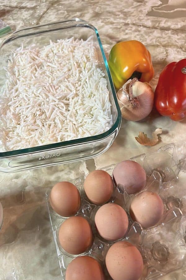 Easy cheesy hashbrown casserole to make ahead of time.