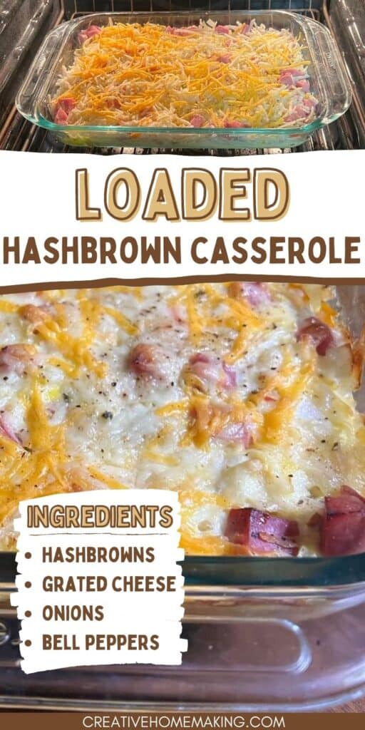 Easy loaded hashbrown casserole to make for breakfast or any time. My favorite cheesy hashbrown casserole recipe.