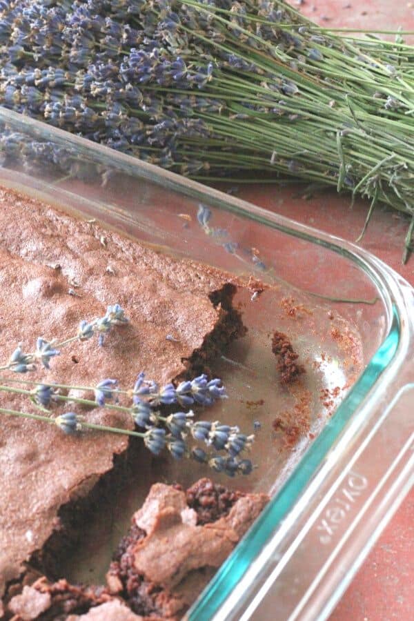 Easy recipe for making lavender brownies from dried lavender.