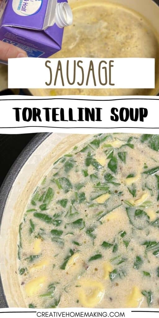 Easy sausage tortellini soup you can make in 30 minutes or less for an easy weeknight meal.