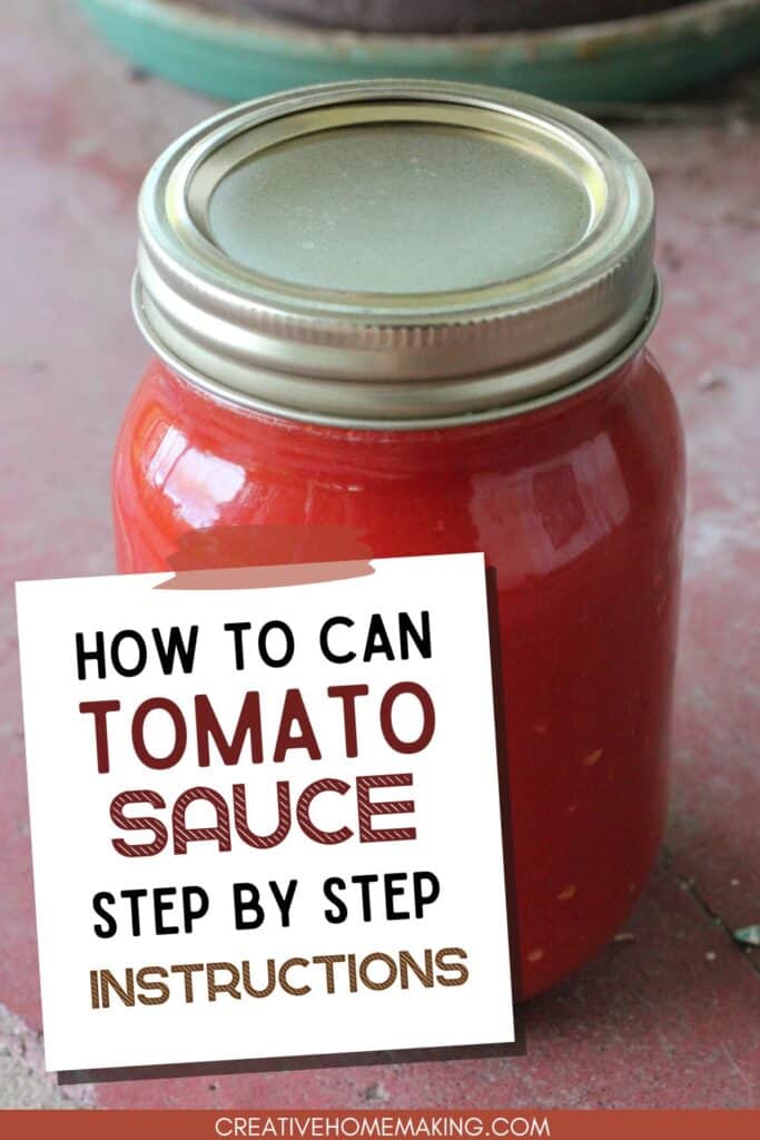 Easy recipe for canning tomato sauce from fresh tomatoes.
