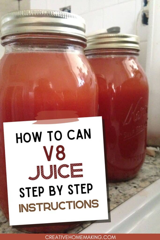 Easy V8 vegetable juice recipe for canning.