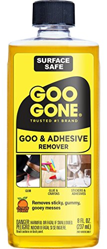 Goo Gone Original Liquid - 8 Ounce - Surface Safe Adhesive Remover Safely removes Stickers Labels Decals Residue Tape Chewing Gum Grease Tar