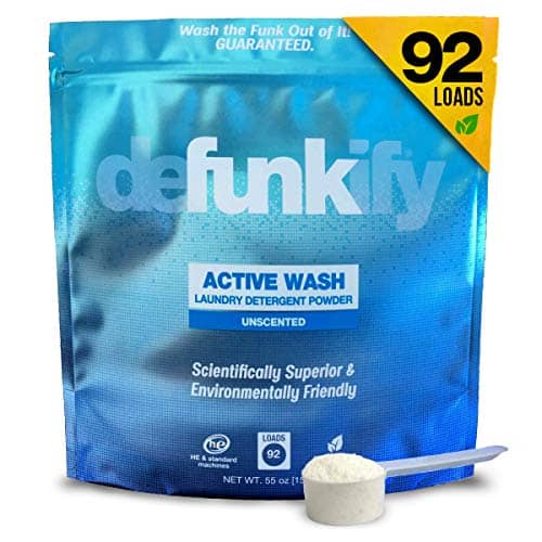 Defunkify Active Wear Laundry Detergent Powder, All Natural, Plant-Based, Enzyme Cleaner, Odor and Stain Remover, Free and Clear, Unscented 55 oz (92 Loads)