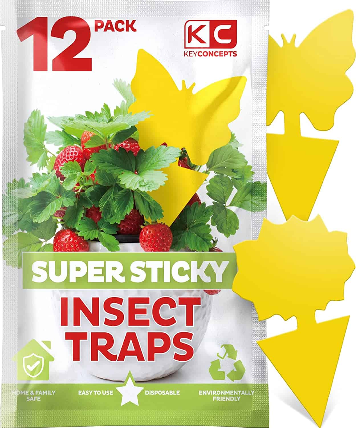 Gnat Sticky Trap (12 Pack) Gnat Traps for House Plants, Yellow Sticky Traps for Gnats, Fruit Fly Traps, Gnat Killer for Indoor Plants
