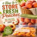 Learn the best way to store fresh peaches depending on how ripe they are. These easy tips will help you know when to leave peaches at room temperature, when to refrigerate them, and how to freeze sliced peaches for later. Perfect for peach season and summer from scratch living.