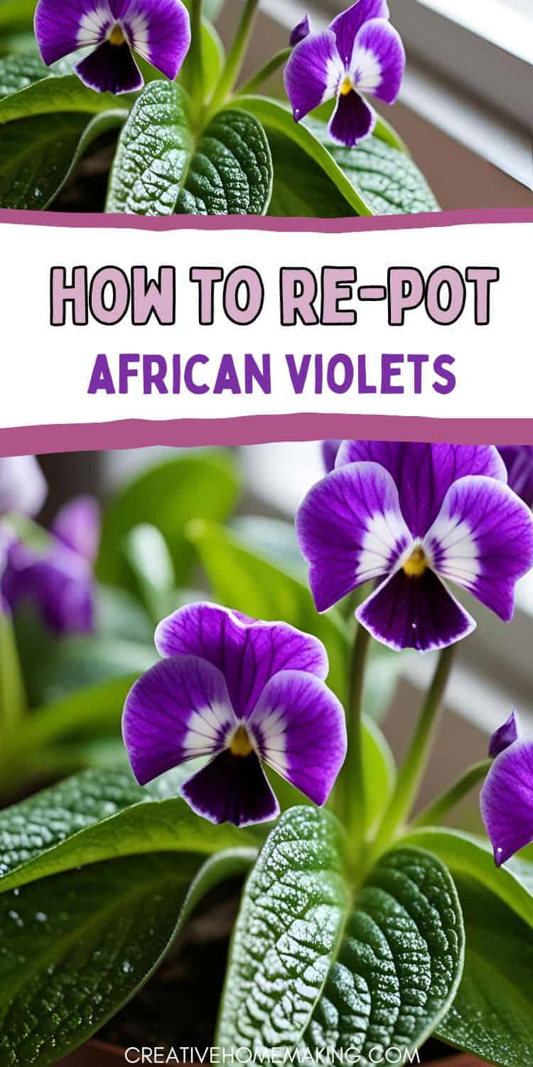 Vibrant African violets blooming in a well-cared-for pot.