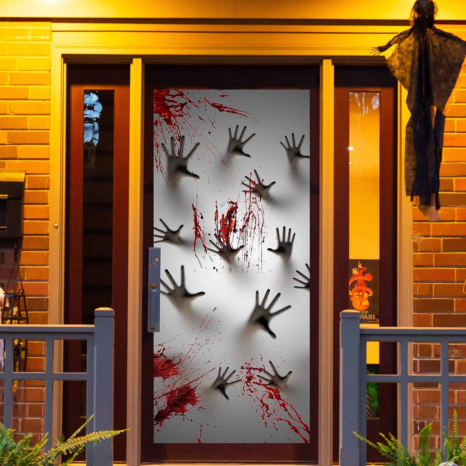 3 PCS Halloween Haunted House Decoration Window Door Cover Zombie Hands Indoor Outdoor Decoration (72X30 Inches)