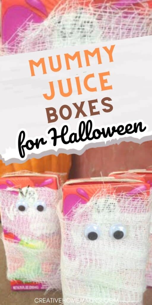 Add a fun and festive touch to your Halloween party favors with our mummy juice boxes. Simply wrap white electrical tape or gauze around a juice box, attach googly eyes or draw eyes with a marker, and voila! You have a cute and spooky drink that's perfect for kids. These juice boxes are easy to make and will be a hit at any Halloween party or as a festive snack for school. Follow our simple instructions and impress your little ones with these fun and creative treats. Pin now and try later!