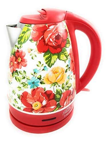 The Pioneer Woman Electric Kettle, Vintage Floral Red, 1.7-Liter