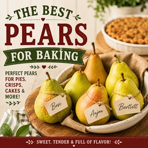 Wondering which pears are best for baking? This guide covers Bartlett, Bosc, Anjou, Cornice, Seckel, Concord, and Asian pears, with tips for choosing the right variety for pies, crisps, cakes, tarts, and other baked pear recipes.