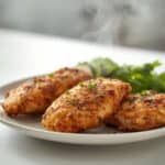 perfectly cooked air fryer chicken breasts close-up