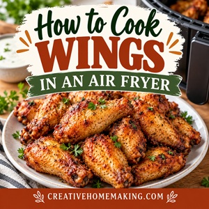 Learn how to cook chicken wings in an air fryer for a delicious, crispy result! This easy chicken wing recipe is perfect for easy family dinners, game day food, football parties, and casual weekend meals. Serve these flavorful wings with your favorite dipping sauces for a crowd-pleasing appetizer everyone will love.