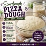 Learn how to make simple homemade pizza dough with sourdough discard using pantry ingredients. A great way to reduce waste and make delicious pizza crust that bakes up soft inside and crispy outside.