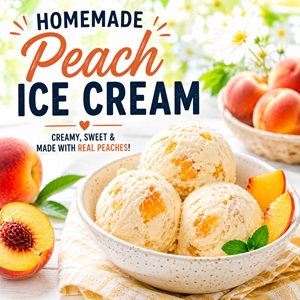 Creamy Homemade Peach Ice Cream With Fresh Peaches