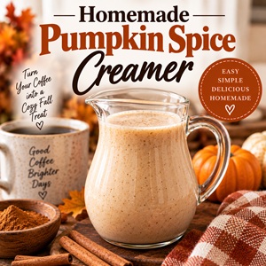 Skip the store-bought creamer and make your own homemade pumpkin spice creamer! This easy fall recipe is rich, creamy, and full of warm pumpkin spice flavor. Perfect for cozy mornings, fall coffee, and simple homemade living.