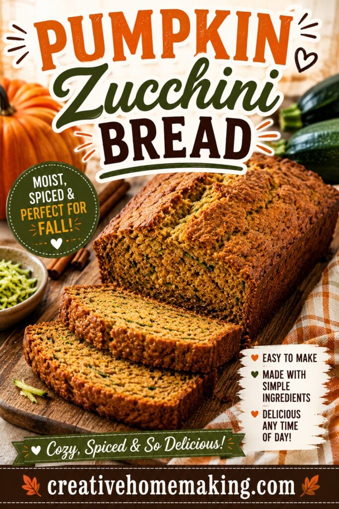 This pumpkin zucchini bread is the perfect combination of cozy pumpkin flavor and fresh zucchini. It’s an easy from scratch recipe for fall food, and a delicious addition to your collection of pumpkin recipes and zucchini recipes. Perfect for simple homemade living and weekend baking.