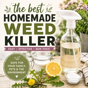 Looking for a natural way to kill weeds? Try this easy homemade weed killer recipe made with simple ingredients you probably already have at home. Perfect for simple living, gardening tips, DIY garden care, cottage gardens, and natural home solutions.