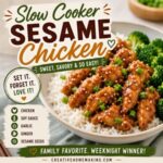 Skip the takeout and make this easy Slow Cooker Sesame Chicken at home. Tender chicken coated in a sweet and savory sesame sauce cooks low and slow for a delicious family dinner. Perfect for busy weeknights, meal prep, and simple homemade meals everyone will love.