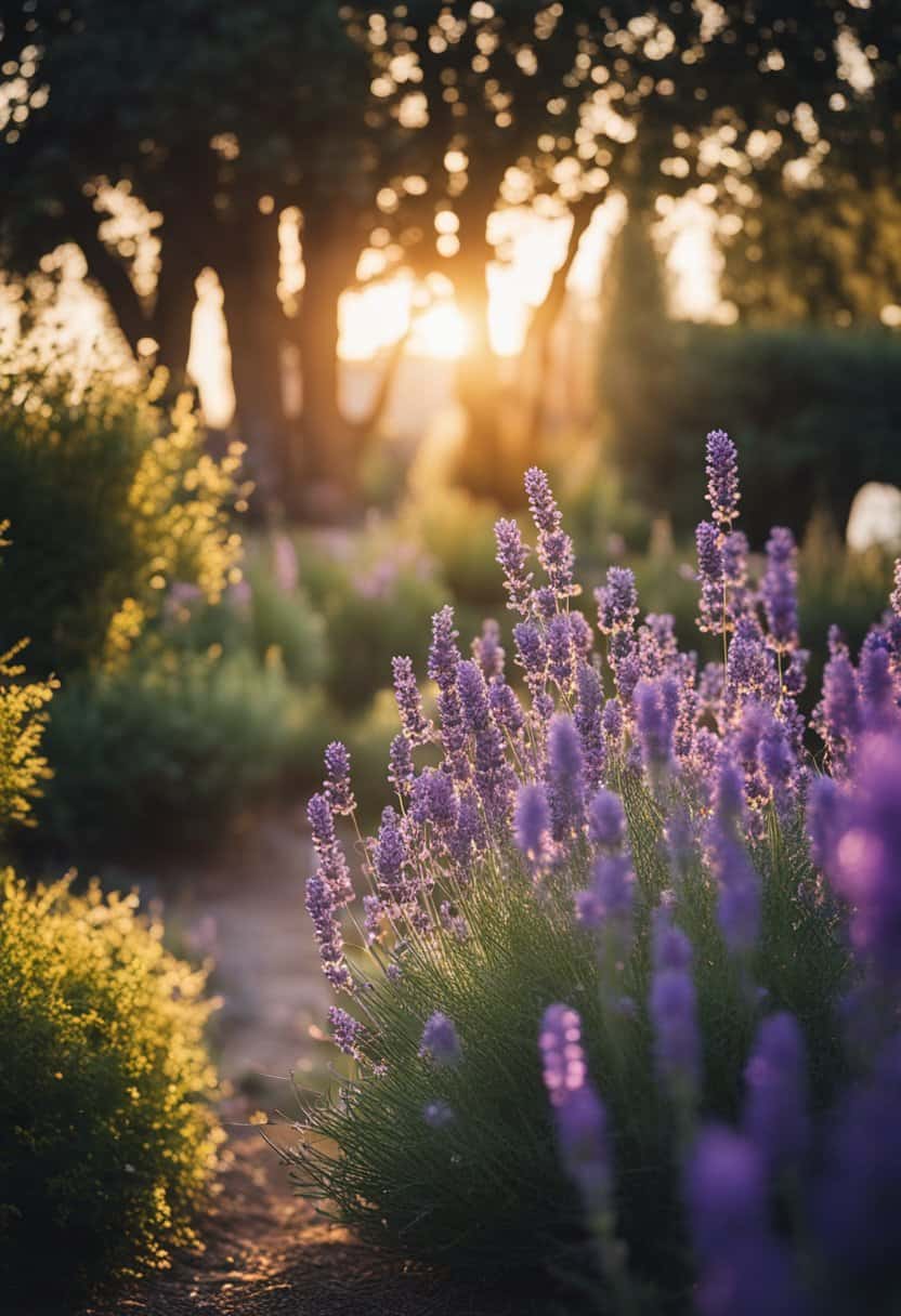 Enhance the beauty of your lavender plants by planting them alongside colorful and vibrant flowers such as roses, daisies, and geraniums for a delightful and aromatic garden."