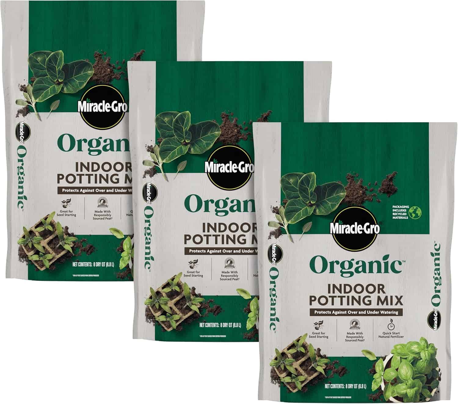 Miracle-Gro Organic Indoor Potting Mix, Protects Against Over and Under Watering, for Indoor Container Plants, Houseplants and Starter Plants