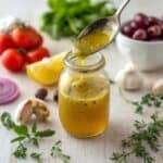 Quick homemade Greek salad dressing with fresh herbs