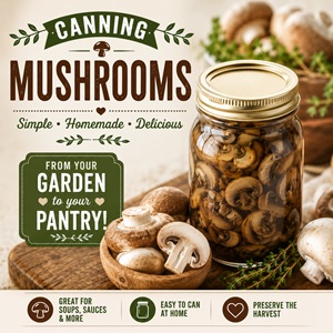 Preserve fresh mushrooms with this easy pressure canning recipe and enjoy them all year long. They're a convenient pantry staple for quick meals and add rich flavor to countless recipes. Perfect for fans of from scratch living, canning, preserving the harvest, and homemade pantry staples.