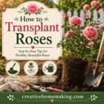 Need to move your rose bush? These easy rose transplanting tips help your roses settle quickly and bloom beautifully again. Best time to move roses + simple care guide.