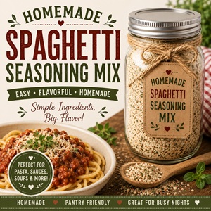 Make your own Homemade Spaghetti Seasoning Mix with simple pantry ingredients for quick and flavorful pasta dinners. It's perfect for stocking your DIY Pantry, creating delicious Mixes From Scratch, and enjoying the convenience of Simple Homemade Living every day.