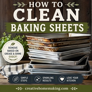 Restore old baking sheets with this simple cleaning method that removes baked-on mess without replacing your pans. These practical cleaning tips make simple homemaking easier while helping your bakeware last longer