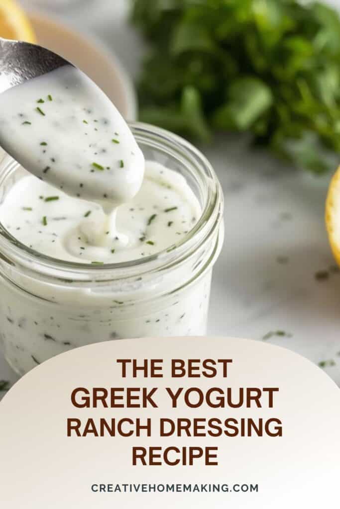 Creamy Greek yogurt ranch dressing with dill and parsley