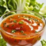 Fresh garden salad drizzled with Catalina dressing