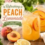 Cool off with this sweet and refreshing homemade peach lemonade recipe! Made with juicy peaches, fresh lemon juice, and simple ingredients, it’s perfect for summer picnics, BBQs, cookouts, pool days, and backyard parties. Love fruity drinks? Try watermelon lemonade, blackberry lemonade, blueberry lavender lemonade, rhubarb lemonade, strawberry lemonade, and mango lemonade too!