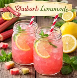 Make refreshing pink rhubarb lemonade with fresh rhubarb and lemons. Sweet, tart, and perfect for summer parties, cookouts, brunch, or sipping on the porch. A beautiful homemade drink recipe to save.